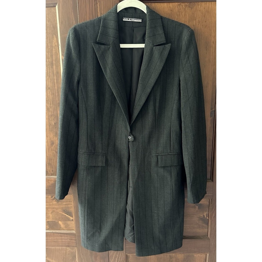 JUS D'ORANGE PARIS Long Blazer Woman's S/M‎ Grey Jacket Business